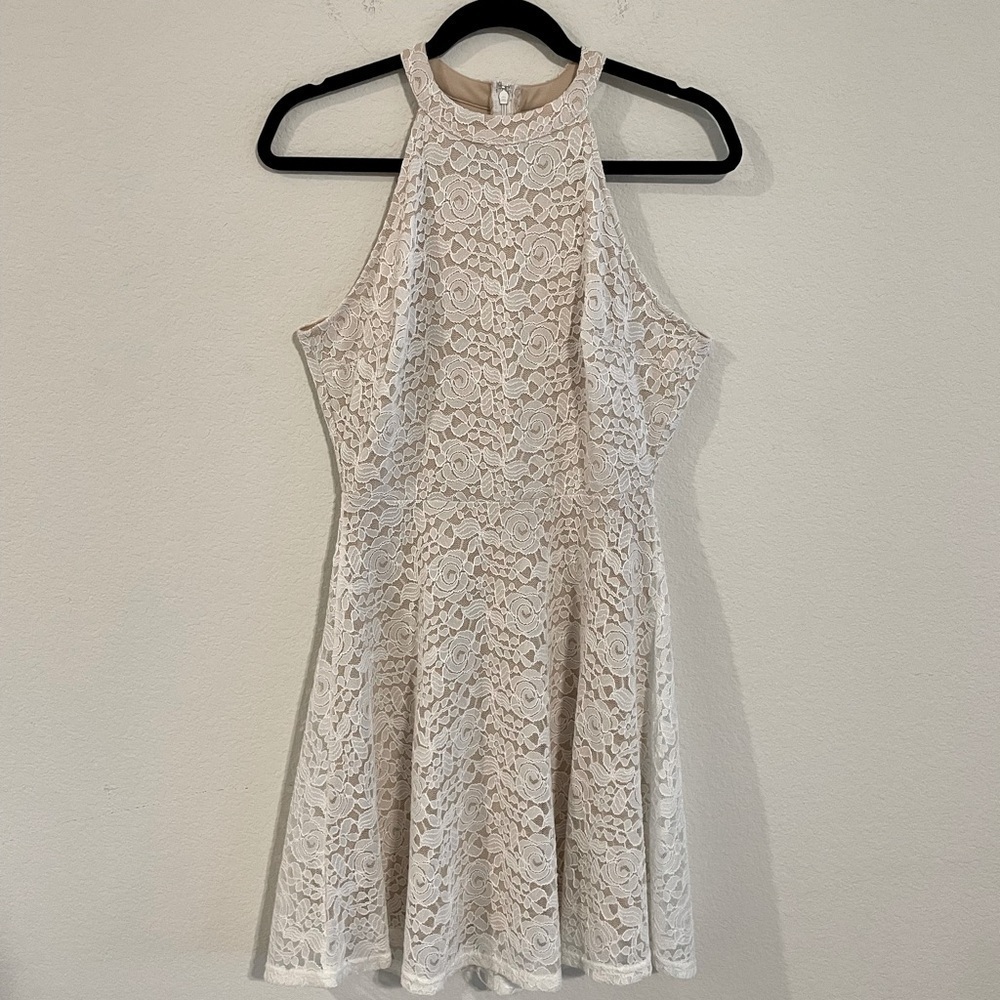 Andree By Unit Women’s Mini Dress White Lace Halter Girlhoodcore Balletcore